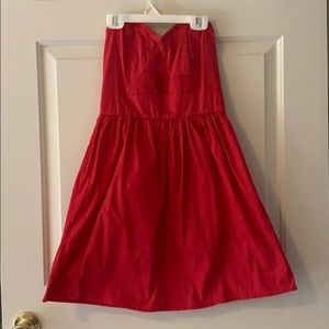 Coral red strapless dress